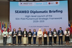 SEAMEO Secretariat and UNICEF APRO (SEA-PLM Co-Chair) with diplomatic missions, and representatives of Ministries of Education.