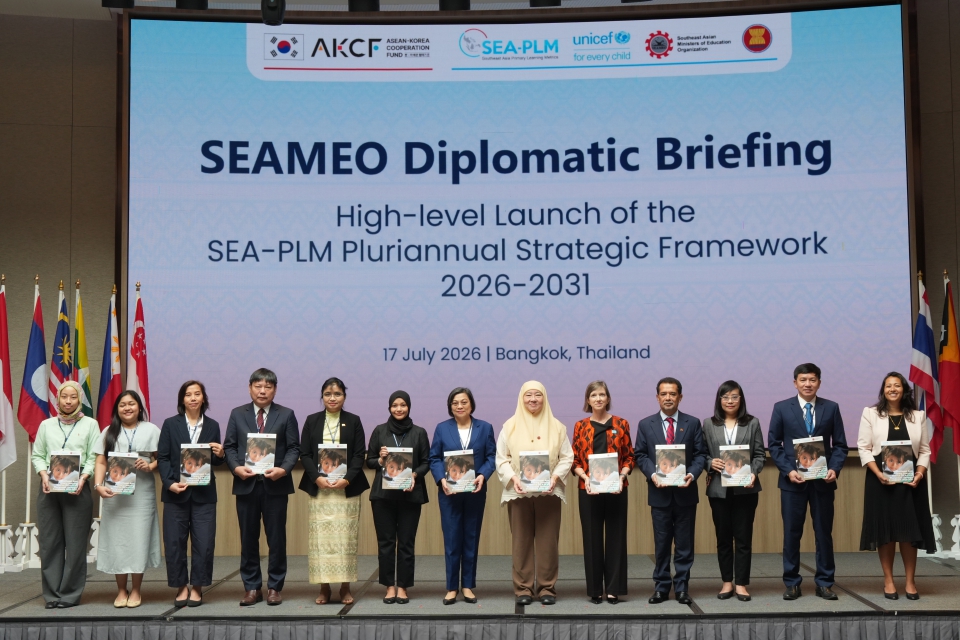 SEAMEO Secretariat and UNICEF APRO (SEA-PLM Co-Chair) with diplomatic missions, and representatives of Ministries of Education.
